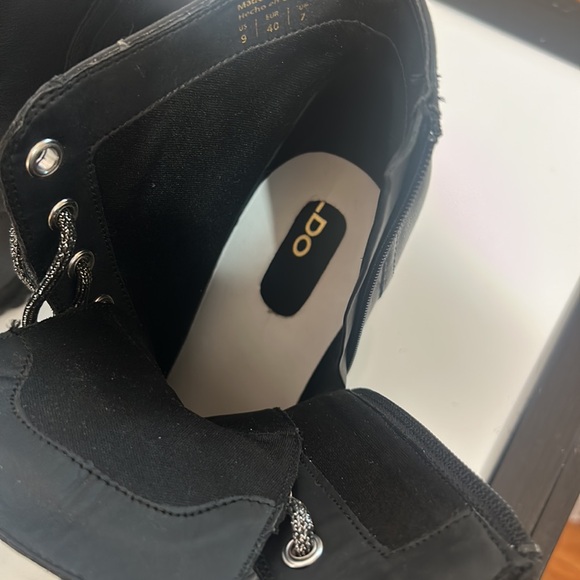 ALDO COMBAT LACE UP ZIP UP CHUNKY HEELS THICK PLATFORM BLACK LEATHER SIZE 9 - Picture 9 of 12